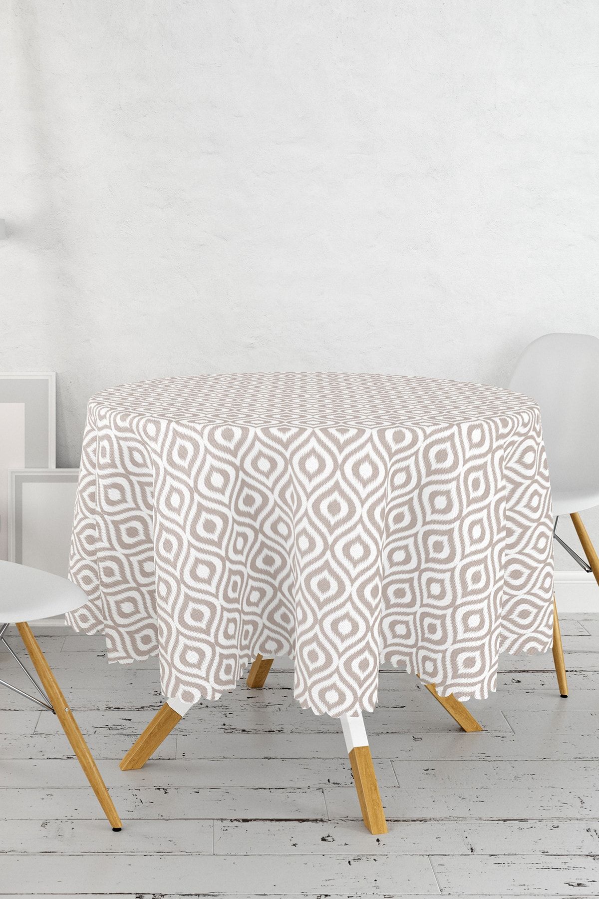 Realhomes Față De Masă Rotundă Cu Imprimare Digitală Cu Model Mink Ikat Cu Design Special Diametru 140 Cm - 140 x 140