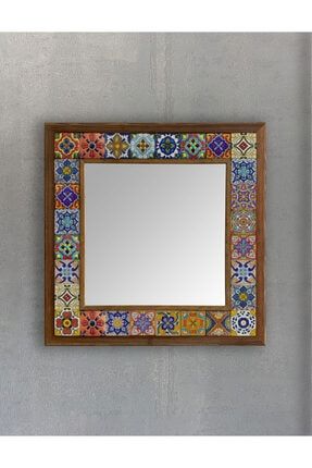 Masif Çerçeveli Mozaik Taş Ayna 43 Cm X 43 Cm AYN4040-002