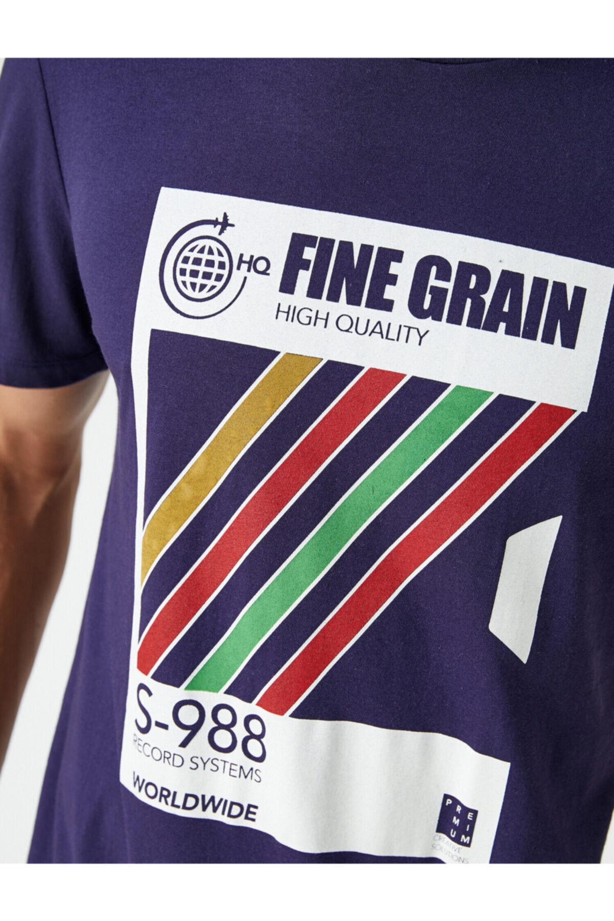 تیشرت مردانه آبی سرمه ای کوتون | 1YAM11107HK اورجینال - تصویر 5