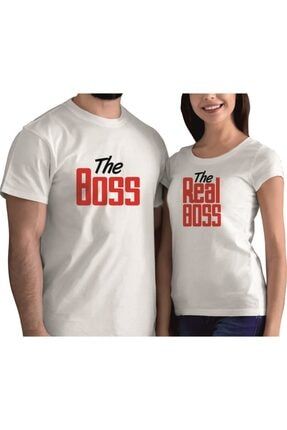 Baskılı T-shirt Tasarım Çift Kombin Boss Real Boss IEOT56106
