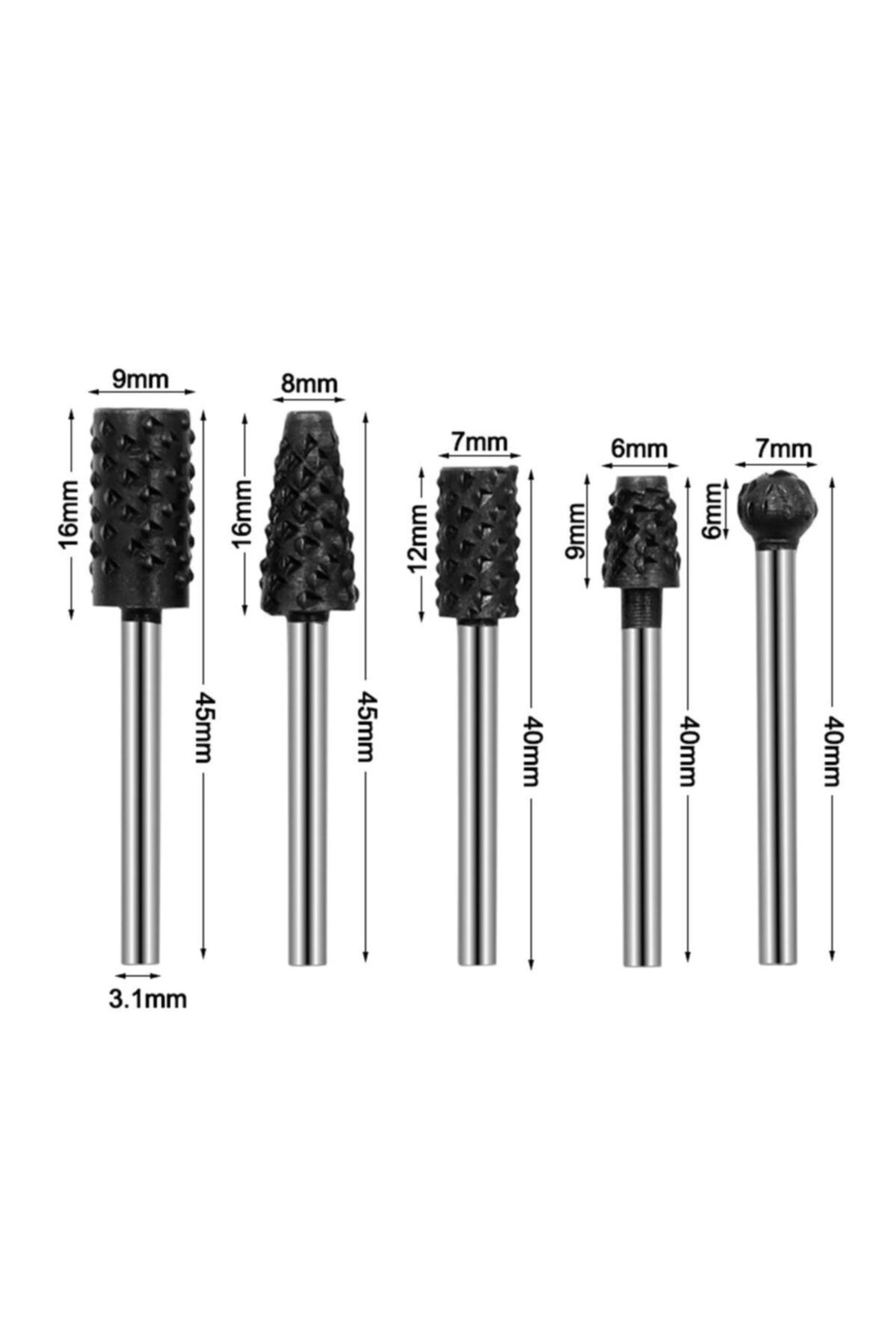 Depolife-5 Pieces Hss Rasp For Wood Router Bit Set Moulder 3.17mm Shank For Dremel Similar Engraving Machine 3