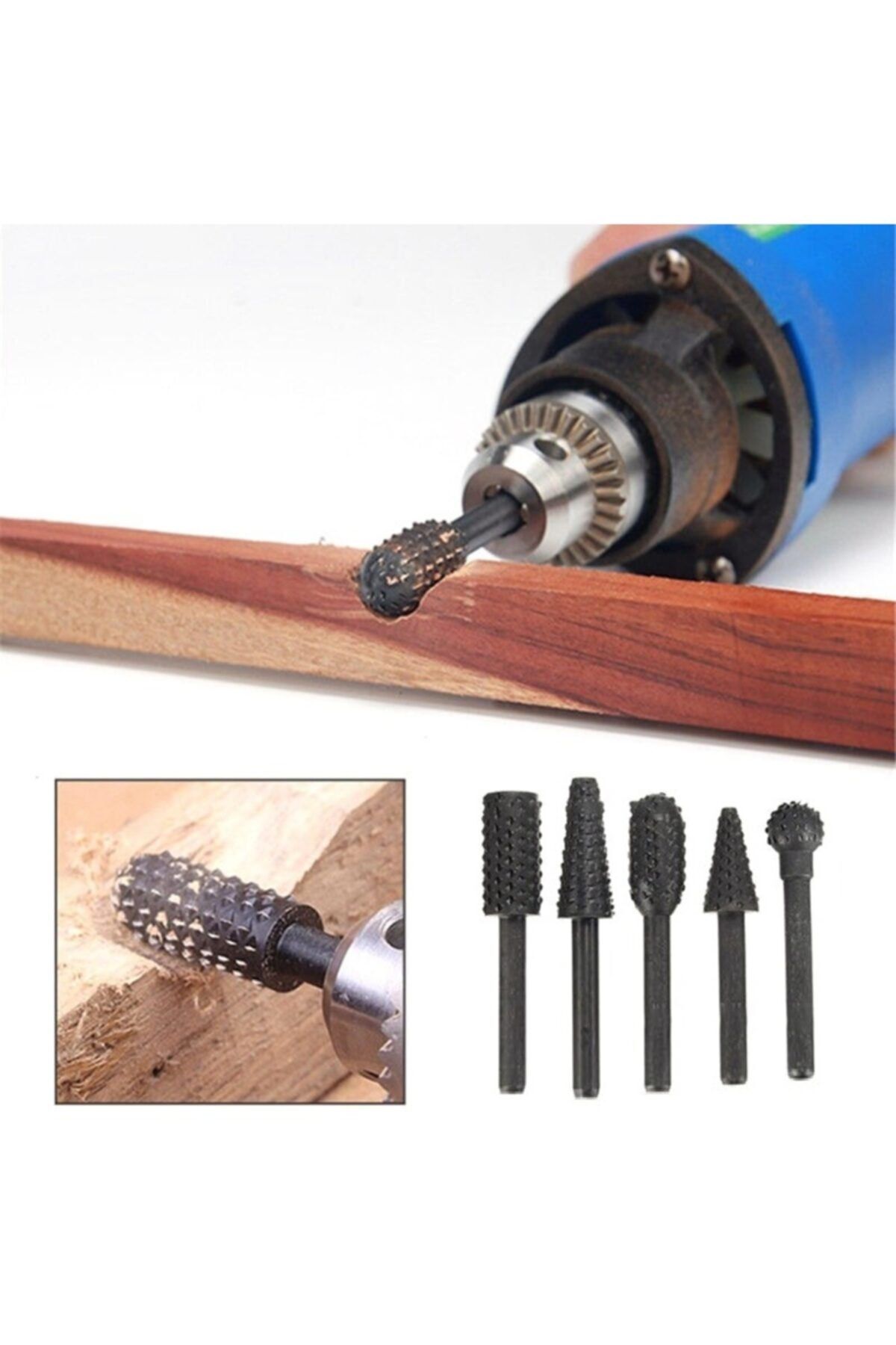 Depolife-5 Pieces Hss Rasp For Wood Router Bit Set Moulder 3.17mm Shank For Dremel Similar Engraving Machine 6