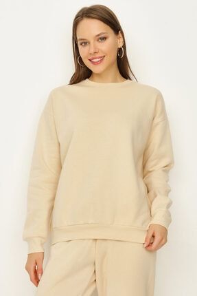 Kadın Krem Oversize Sweatshirt S054/0501/003