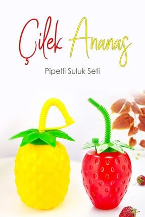 Çilek Ve Ananas Pipetli Suluk Seti | Eğlenceli Suluk Seti TRT2108130003