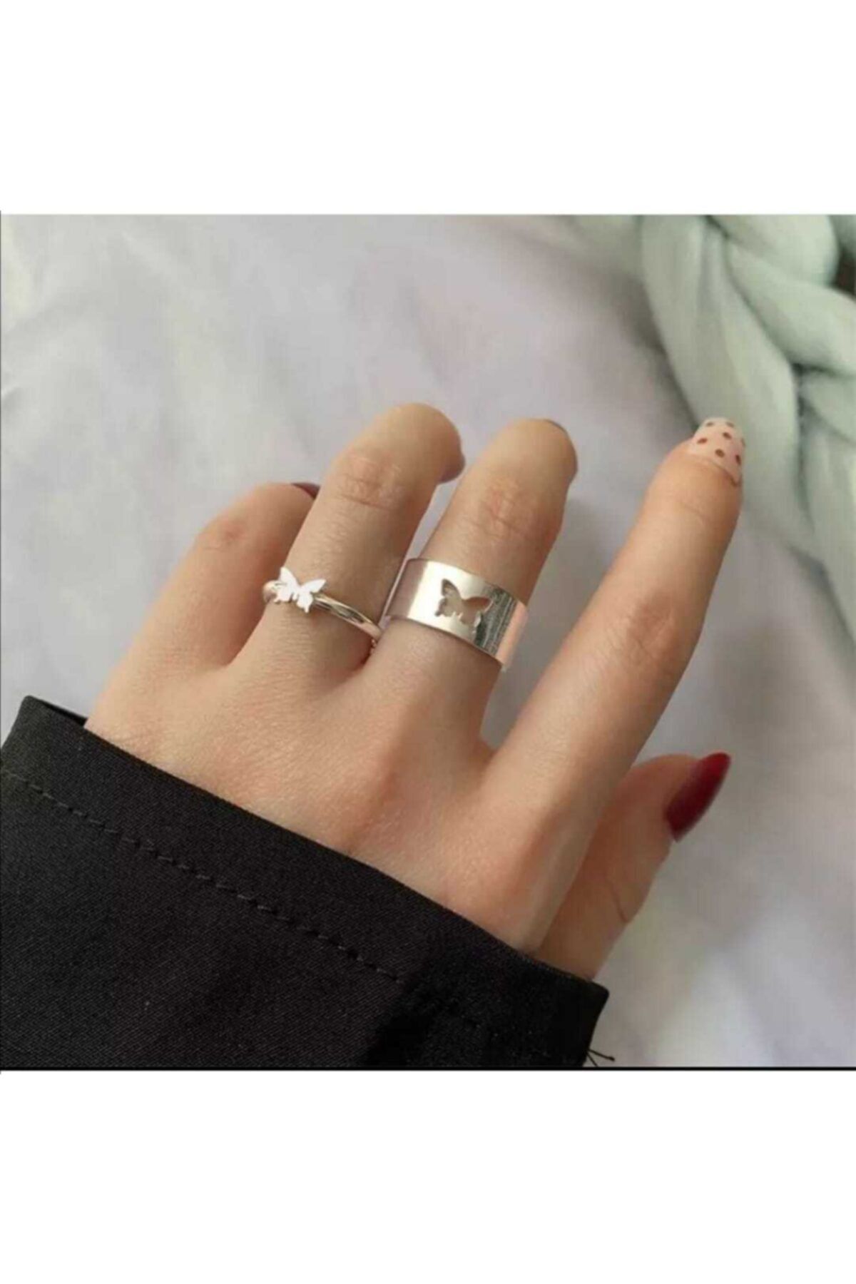 GİPSBUTİK-Puqqa Butterfly Patterned Yift Ring - Y2klbk1 1