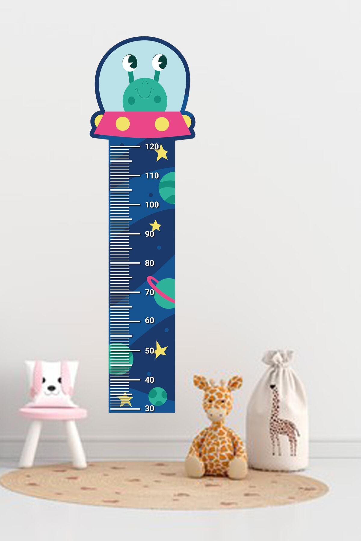 Sevimli Uzaylı Boy Ölçer Çocuk Odası Sticker 35x130 Cm