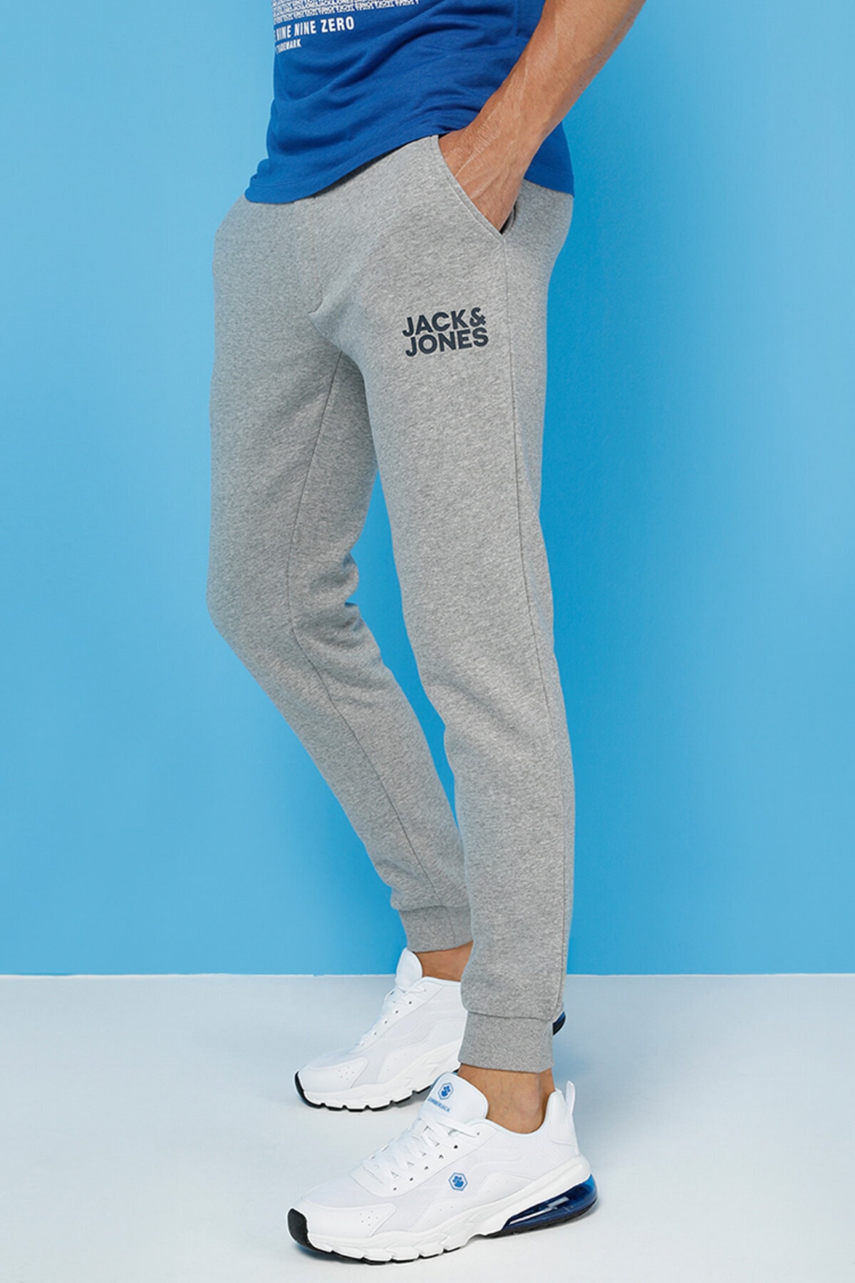 شلوار گرمکن مردانه خاکستری جک اند جونز | JJIGORDON JJNEWSOFT SWEAT اورجینال - تصویر 3