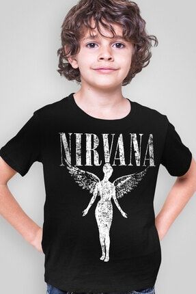 Erkek Çocuk Siyah Melek Nirvana Kısa Kollu T-shirt 1M1BB405FS