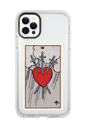 Iphone 11 Pro Max Beyaz Kenarlı Anti Shock The Heart Tarot Kartı Desenli Telefon Kılıfı IP11PLK-137