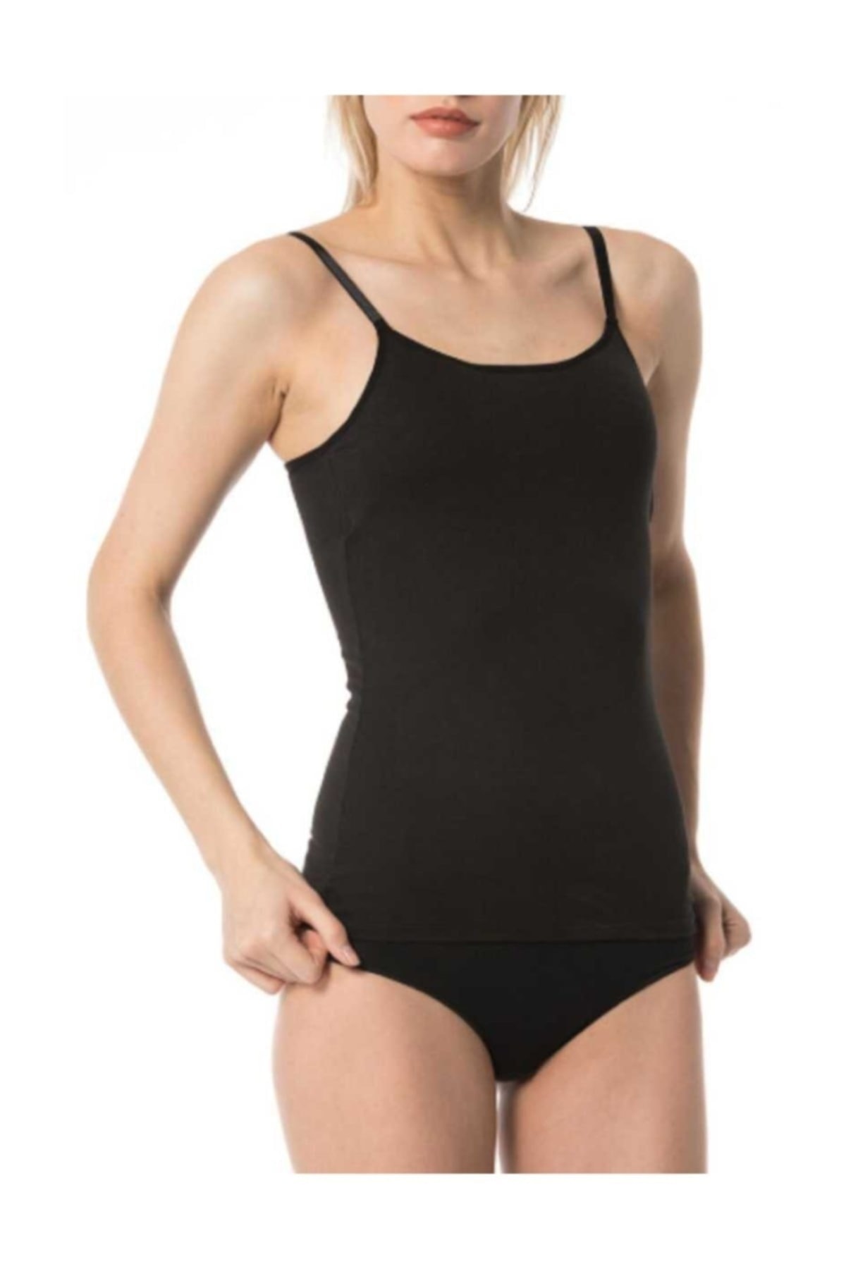 Women's Black Modal Coated Singlet 1259