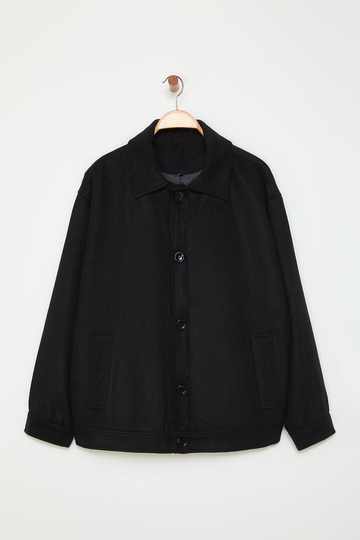 Trendyol Collection-Short Winter Cashmere Coat with Black Buttons Tmnaw25Kb00011 2