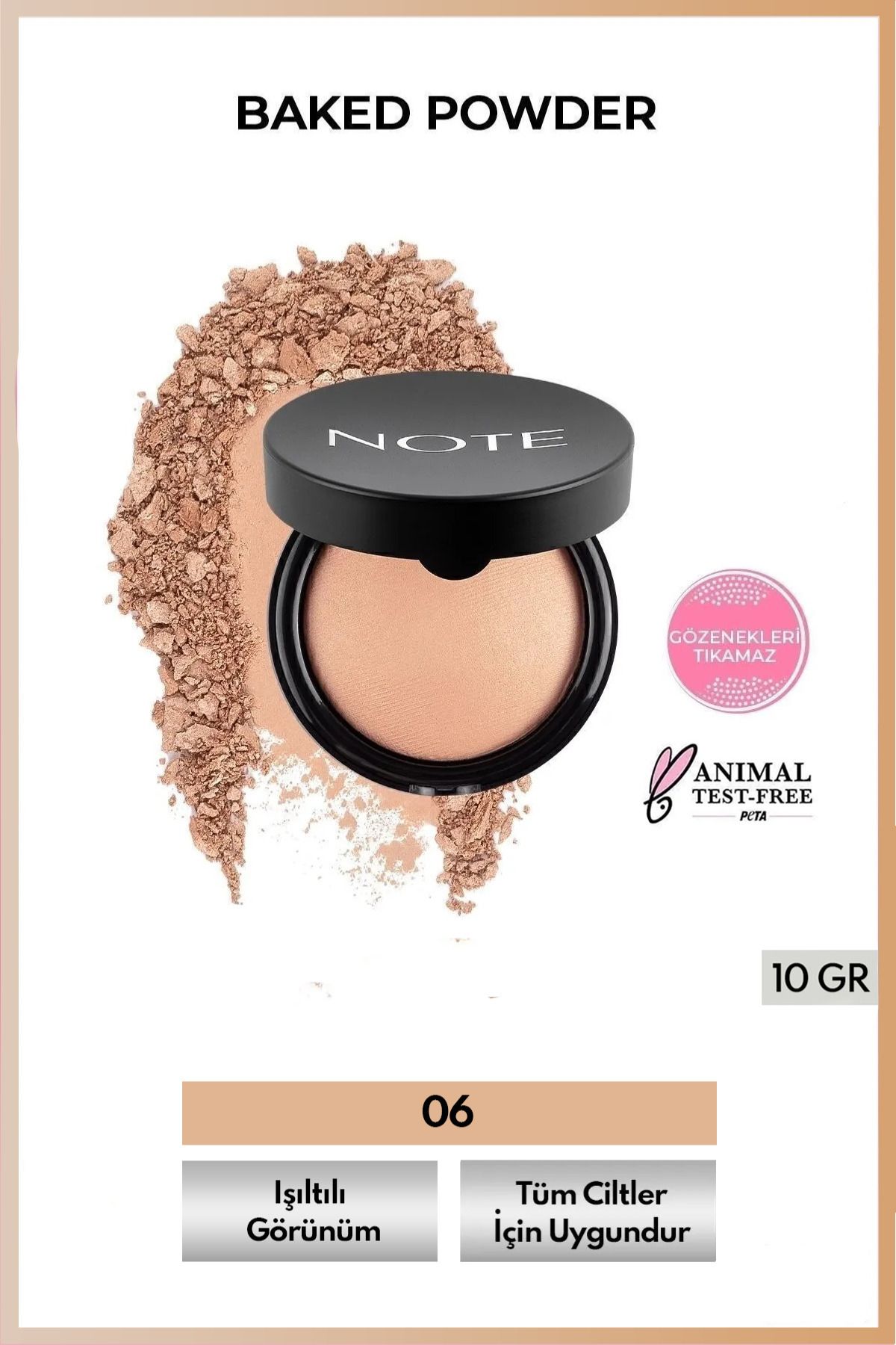 NOTE 06 Gold Bronzebaked Powder Işıltılı Bitişli Fırınlanmış Toz Pudra19