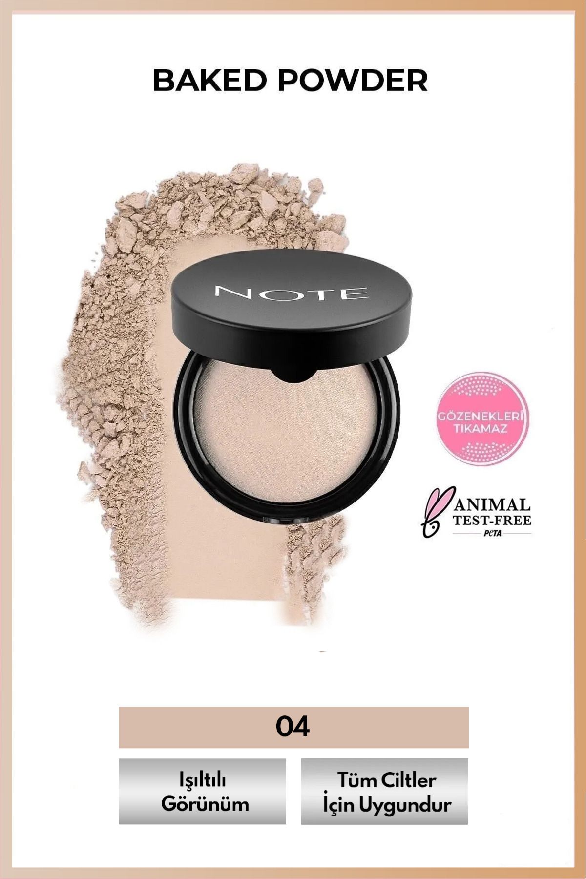 NOTE 04 Porcelain Ivory Baked Powder Işıltılı Bitişli Highlighter Toz Yüz Pudrası PUDRA14