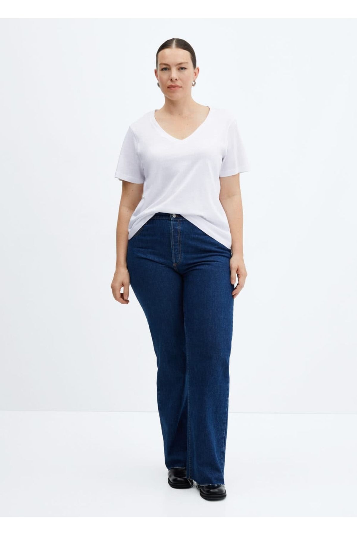 MANGO Woman-Tricou cu decolteu în V 100% bumbac 6