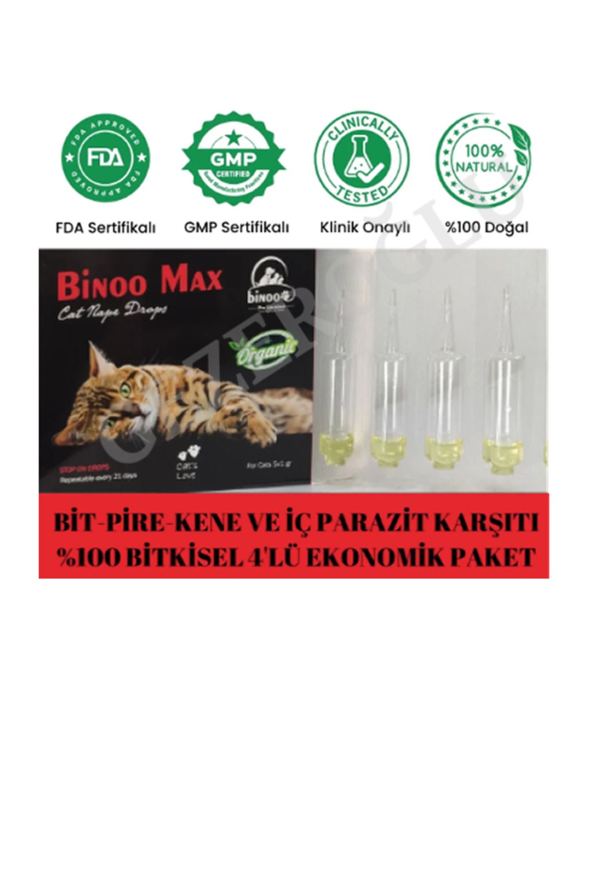 Gezeroğlu Petshop Kedi Deri Bakım Ic Ve Dış Parazİt Etkili Damla Avantajlı Paket 4 tüp