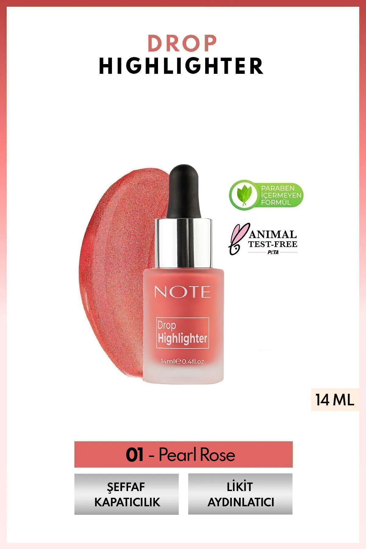 NOTE Kalıcı Formülü İle Işıltı Veren Likit Aydınlatıcı - 01 Pearl Rose Passi-338