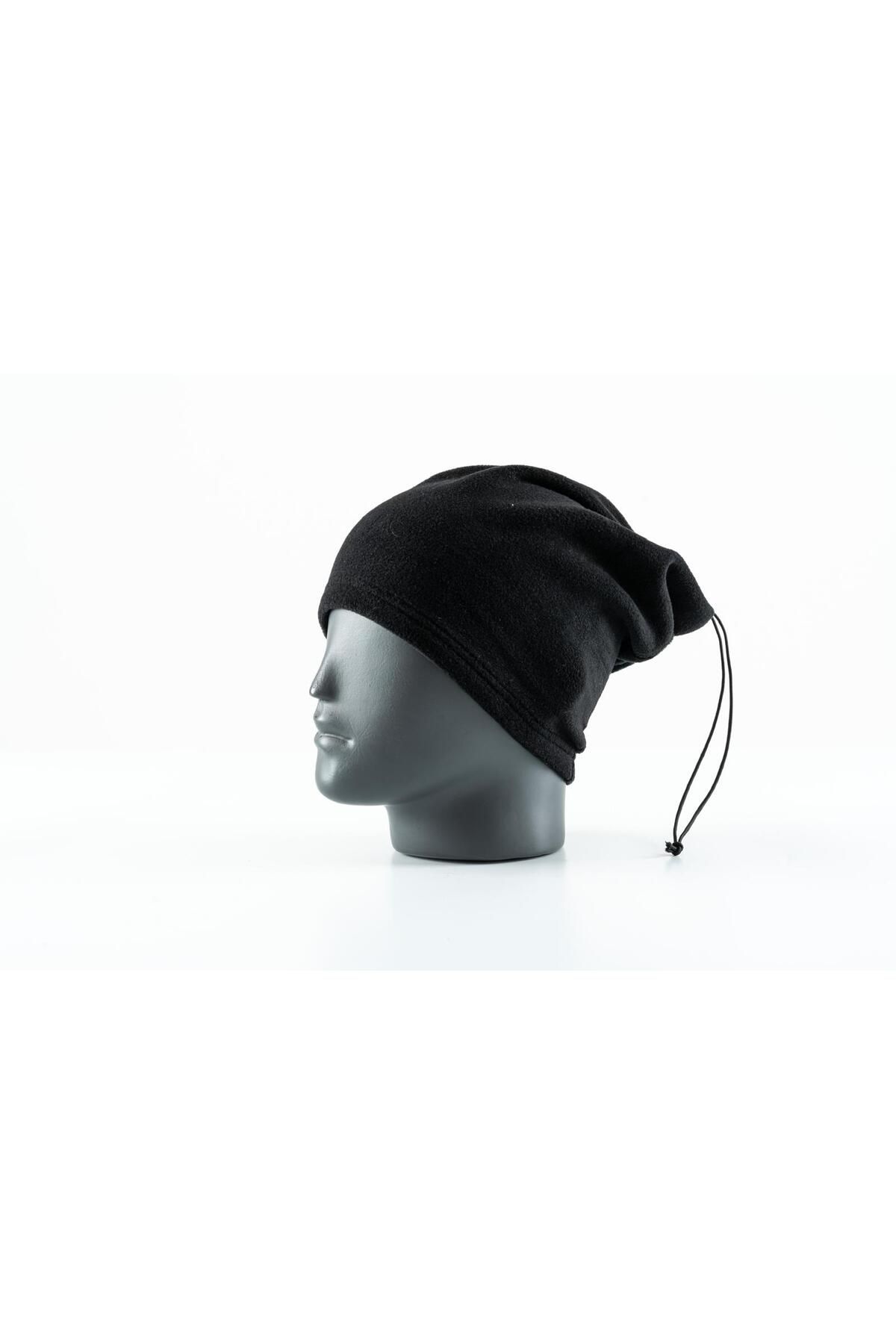 Bufferland-Winter Black Fleece Neck Collar Beanie 2