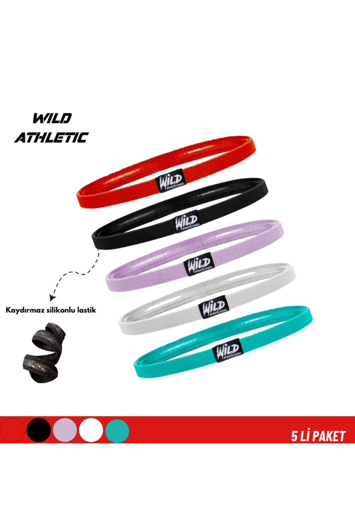 Wild Athletic Sports Elastik Silikonlu Saç Tokası Kaydırmaz Spor Saç Bandı Tokası Renkli Karma Paket Wildflex