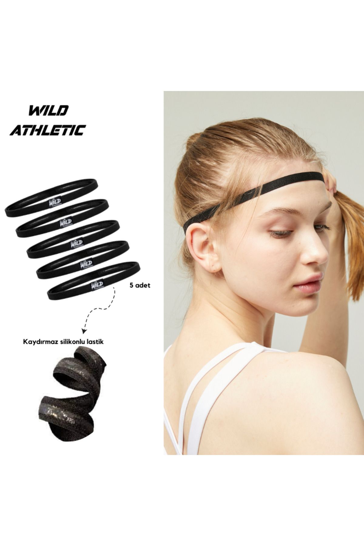 Wild Athletic Sports Kaydırmaz Spor Saç Bandı Tokası Beşli Paket