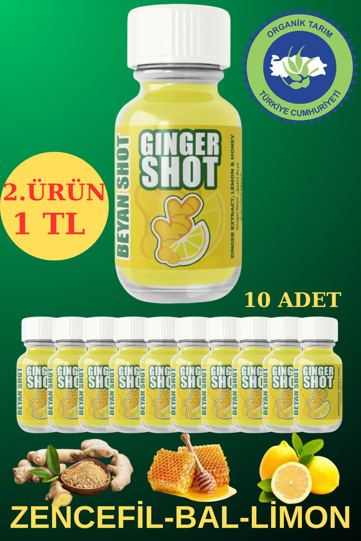 beyan herbs Zencefil Ginger Shot 10 Adet (CAM ŞİŞELİ)