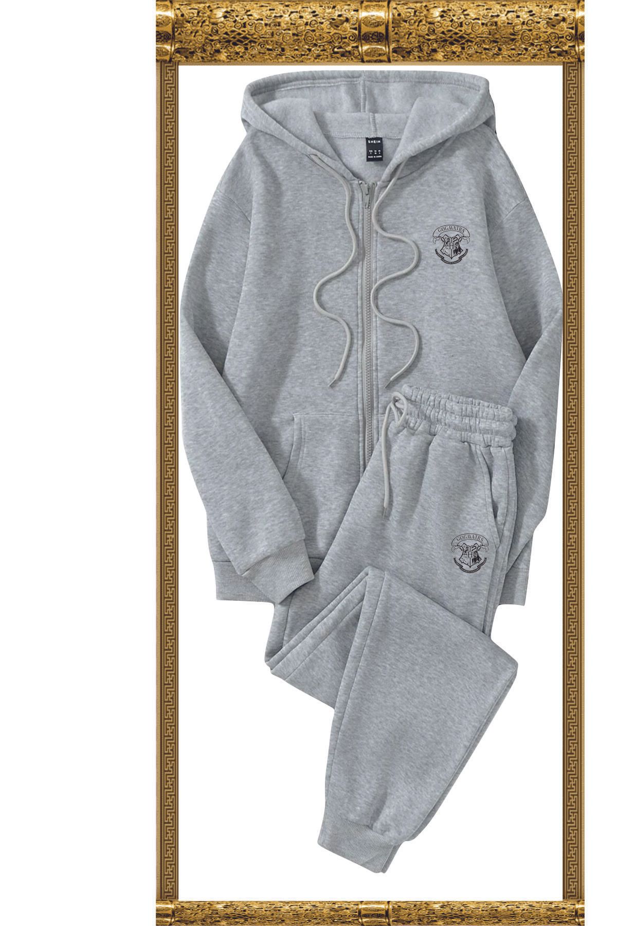 HOFFNUNG Full Zıp 3 Iplık Harry Potter Gogmarts Kapüşonlu Sweatshirt Takımı