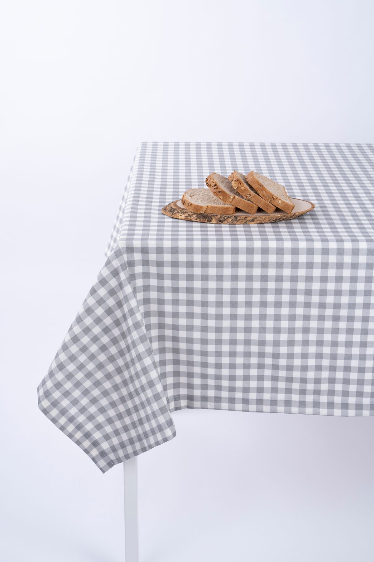 ALTINPAMUK-Luxury Linen Fabric Tablecloth with Stain Resistant Options and Gingham Gray 1