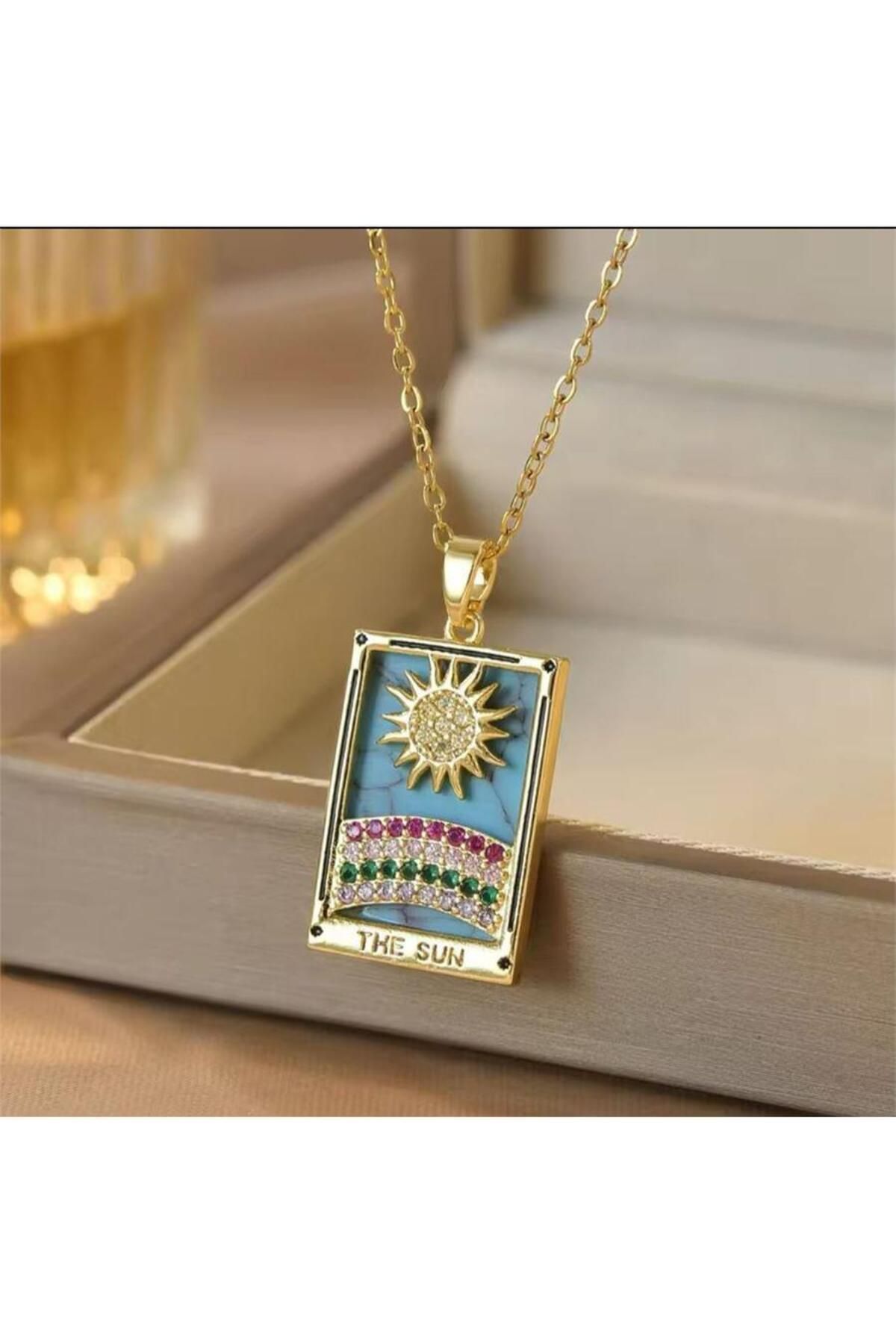 Köstebek-Tarot Gold Steel Necklace - Sun Rainbow 2