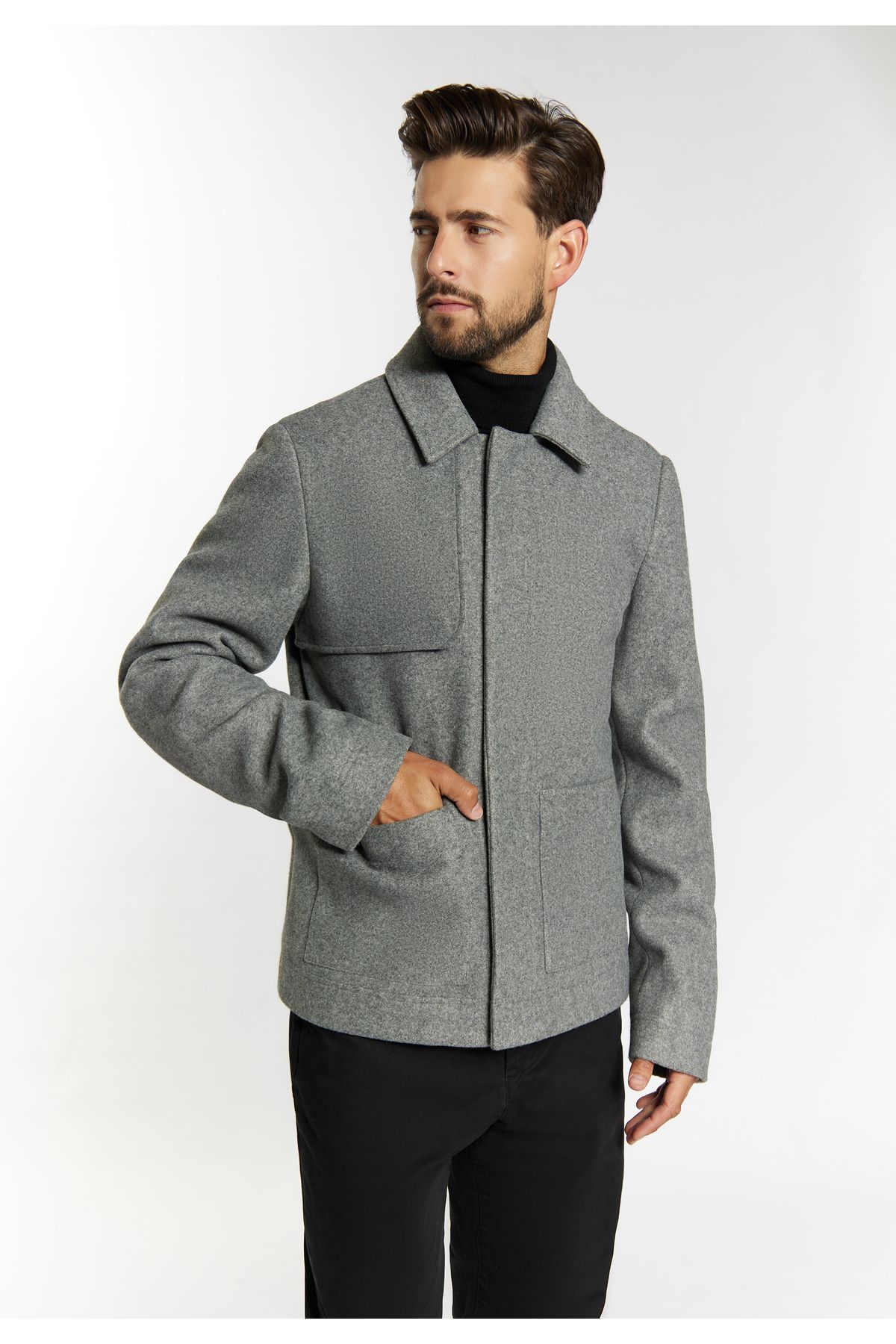 Dreimaster-Übergangsjacke in Wolloptik 3