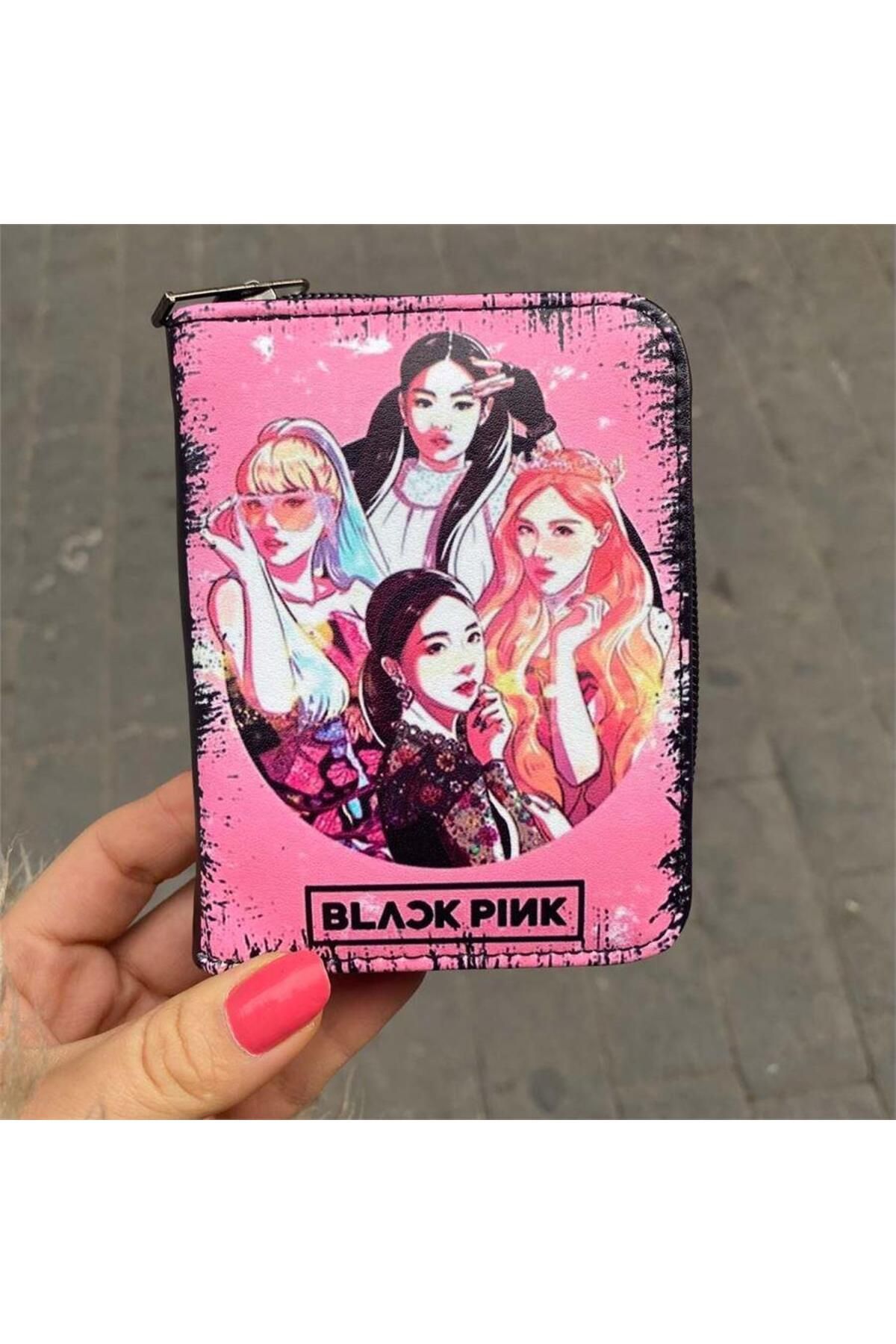 Köstebek-K-pop Black Pink - Portofel scurt cu design retro de desene animate 2