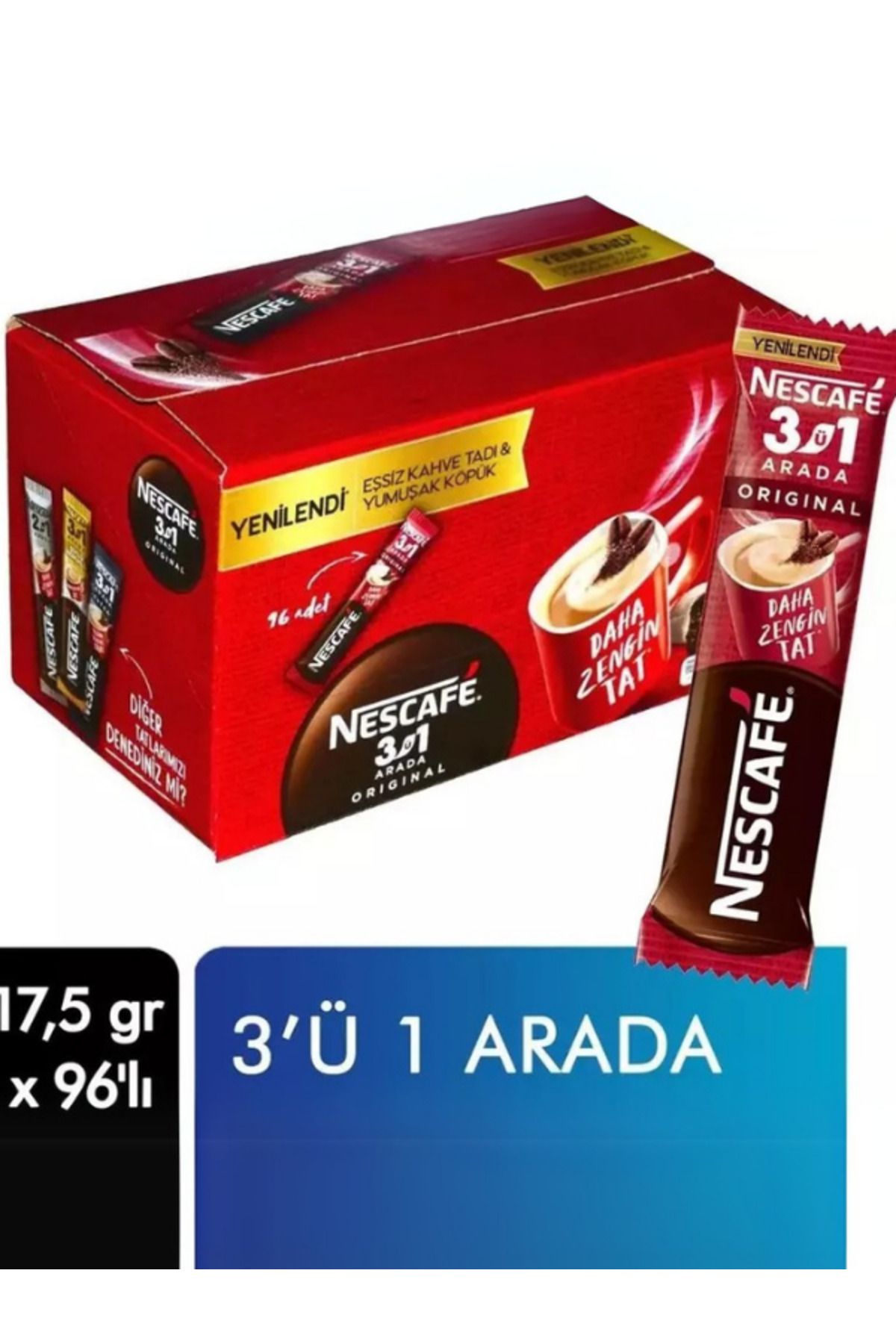 Nescafe 3 ü 1 Arada Original 17,5 gr x 96 Adet