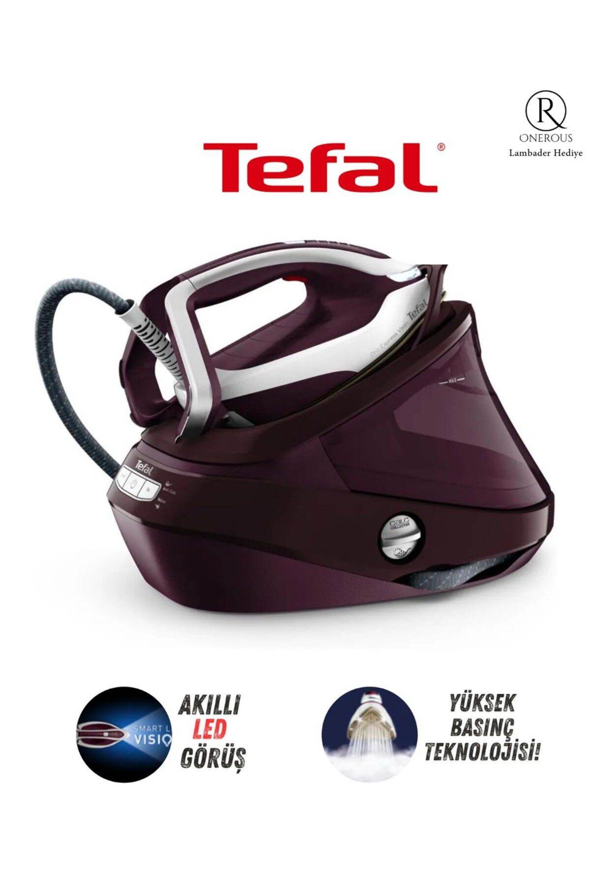 TEFAL Buhar Kazanlı Ütü, LED Vision ile akıllı led 8.3 Bar, 680 Gr/dk Buhar, Kusursuz Kayganlık 3000W