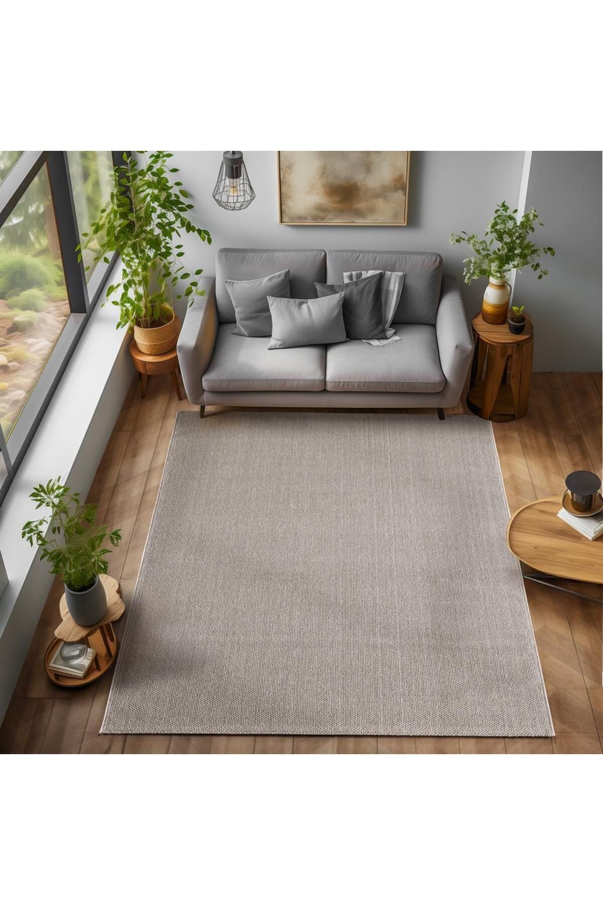 Adalizza Yumuşak Bukleli Sisal Jüt Salon Oturma Odası Kahverengi Renkli Halı