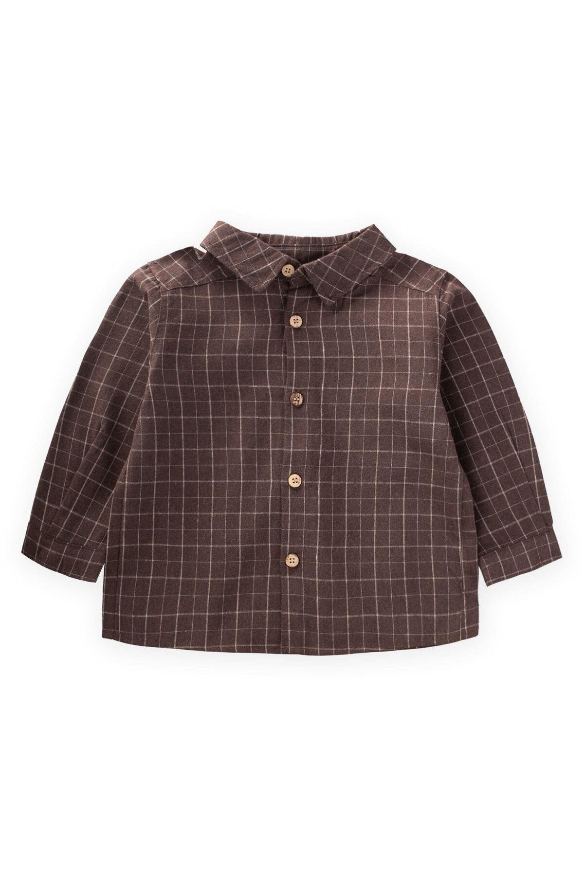 Cigit-Seasonal Plaid Shirt 2-10 Years Coffee 1