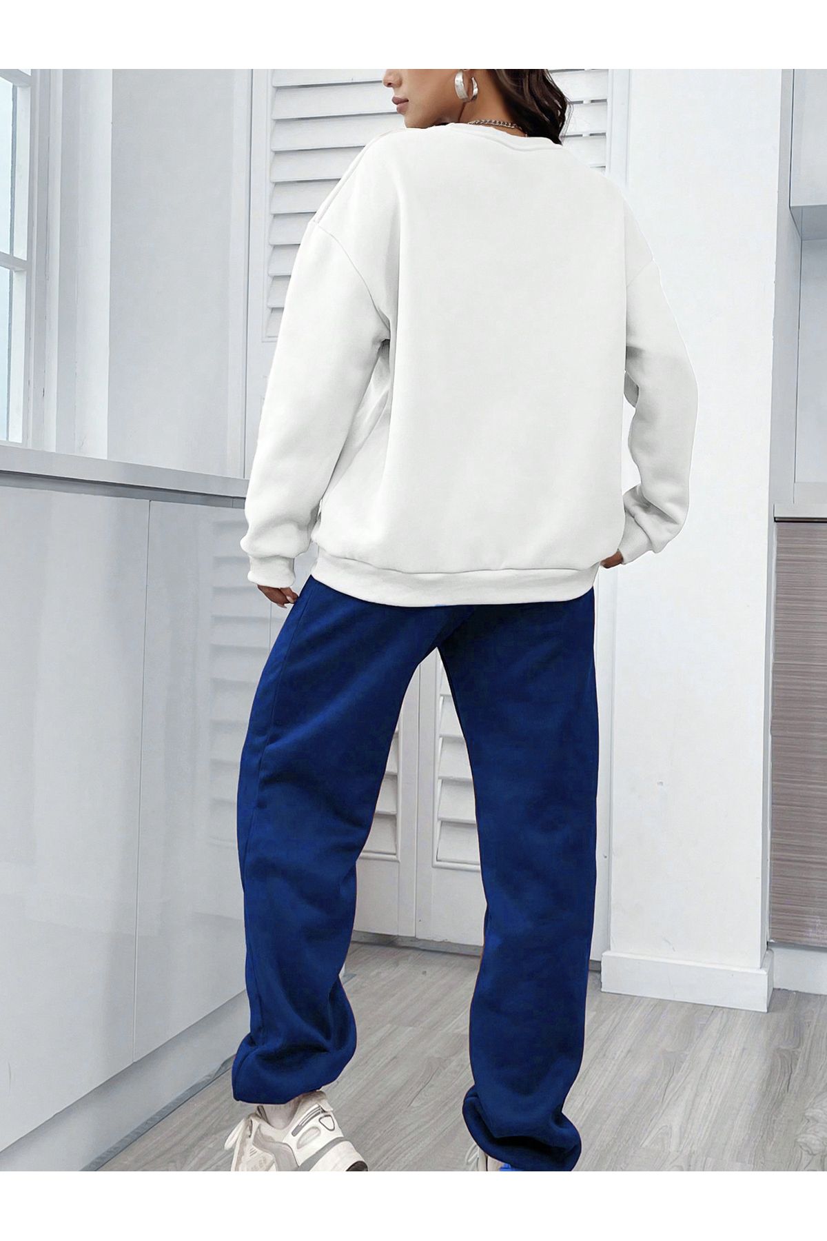 SeusCraft California 1962 Sweatshirt Pants Jogger - White Sax Blue Printed Tracksuit Set Crew Neck