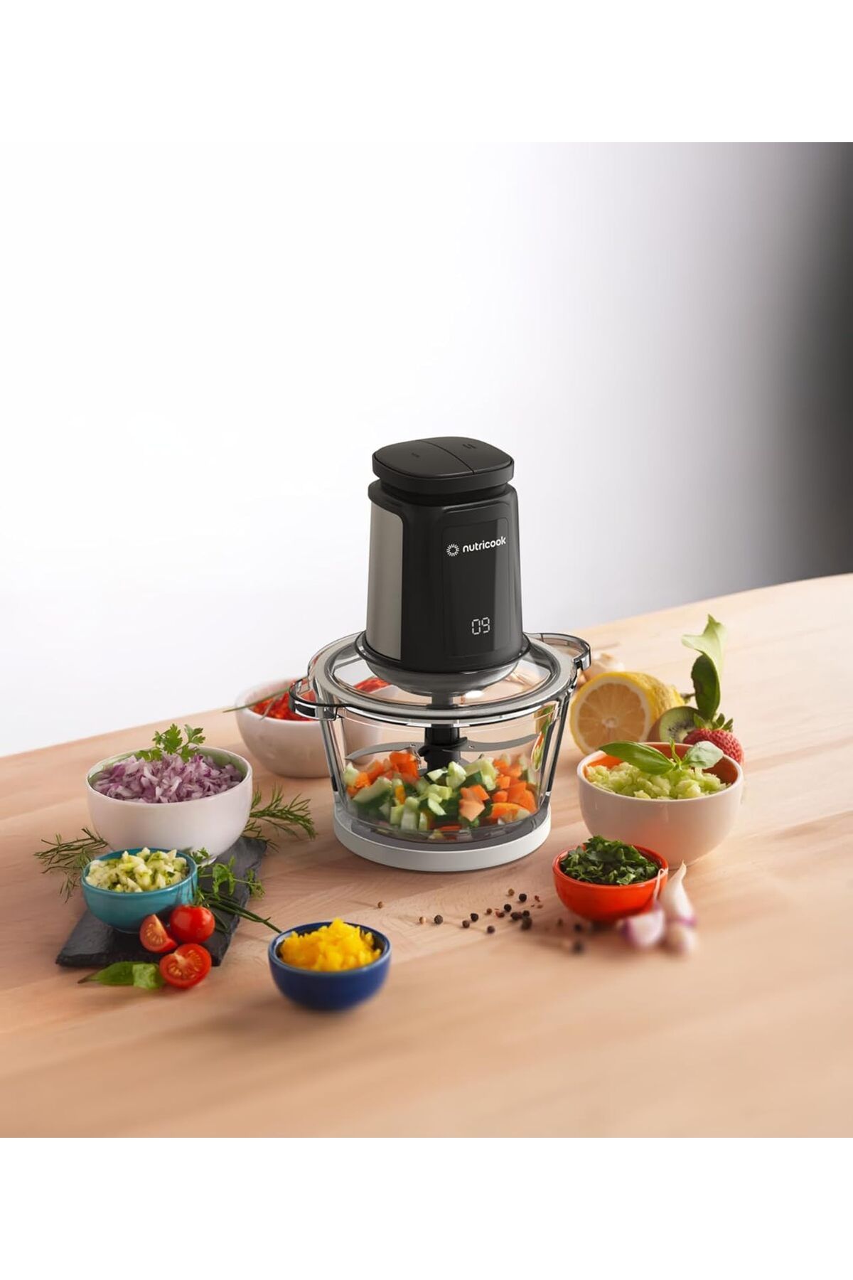 Nutricook-Choppi XL 1.2L Glass Chopper and Mincer, 500W w/ Pulse & 2 Speeds, Removable 4 SS-Blade 6
