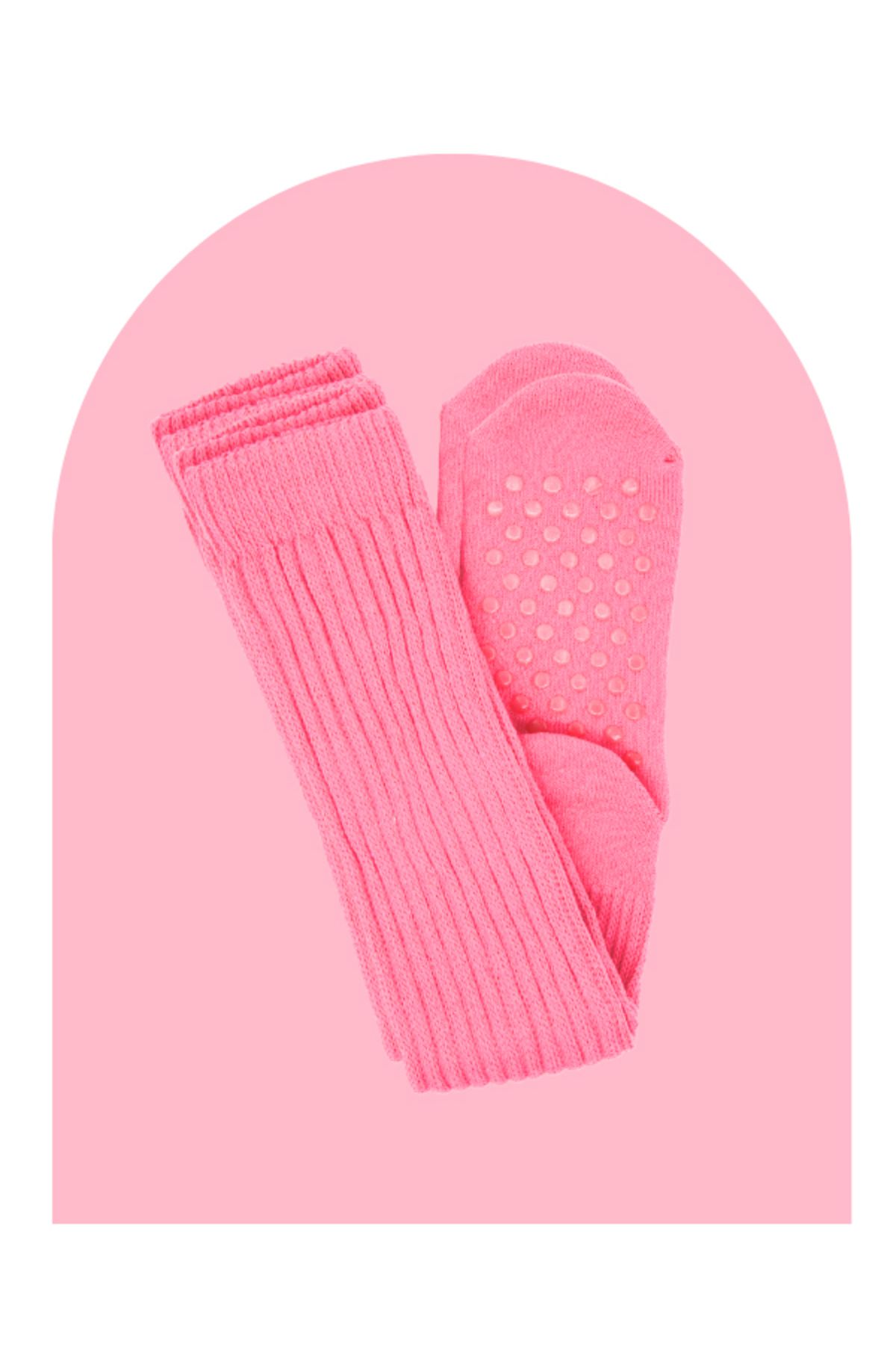 Muse Of Socks-Neon Pink Sweetness Anti-Slip Leggings Socks 3