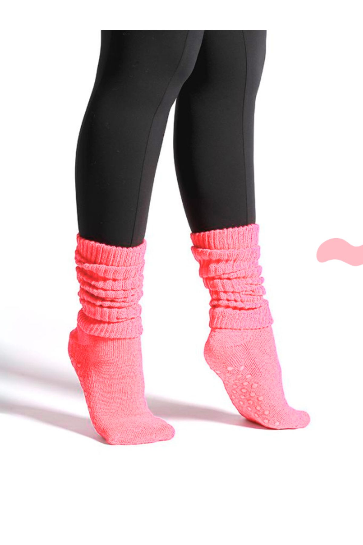 Muse Of Socks-Neon Pink Sweetness Anti-Slip Leggings Socks 1