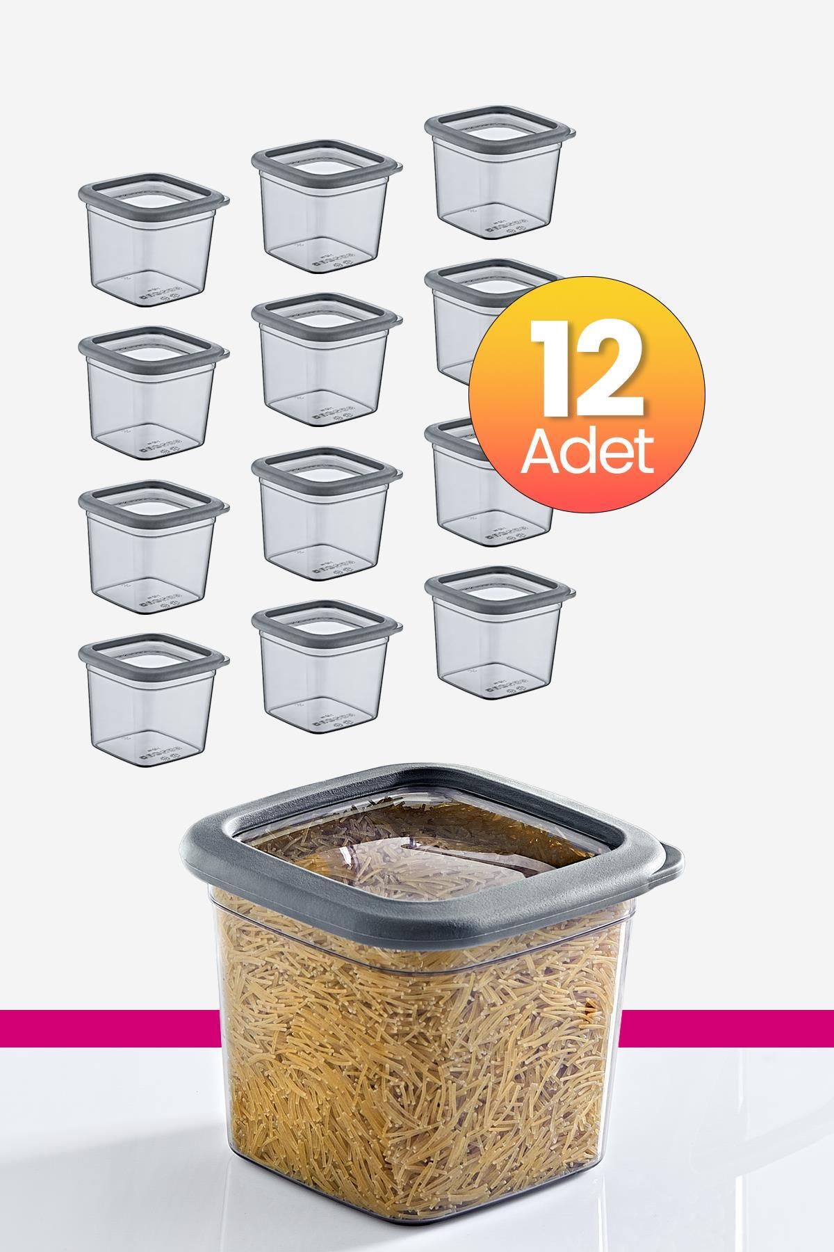 Smartware-Anthracite 740 ml - Set of 12 Square Storage Containers 1
