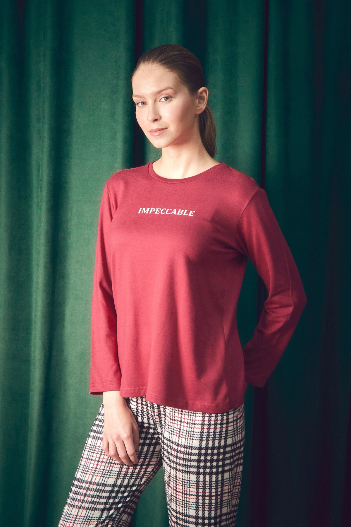 Fulla Moda-Dvojdielna pyžamová súprava s vytlačeným textom Crew Neck 2