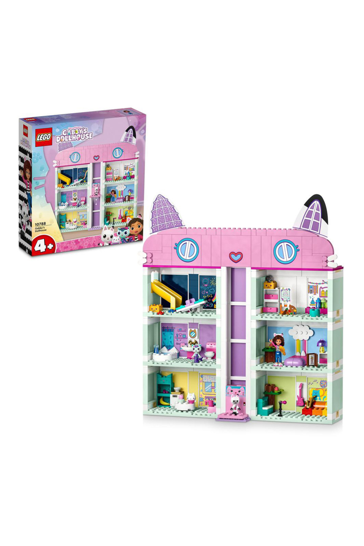 مجموعه بازی خانه عروسکی گبی 10788 - کیت ساخت خانه ۸ اتاقه دریم‌ورکس، ۴۹۸ قطعه، مناسب سنین ۴ سال به بالا
