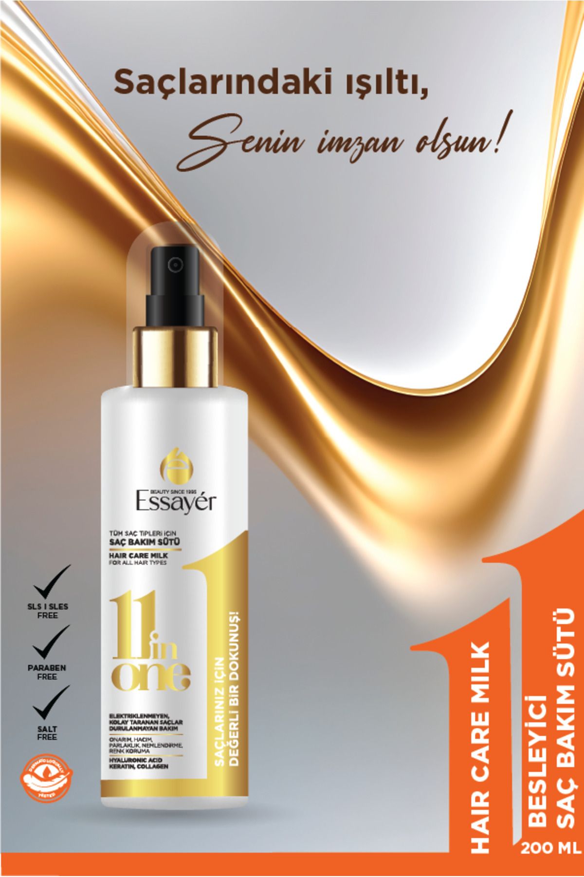 ESSAYER Keratin & Kolajen Saç Bakım Sütü Spreyi Kolay Tarama Spreyi 200 ml