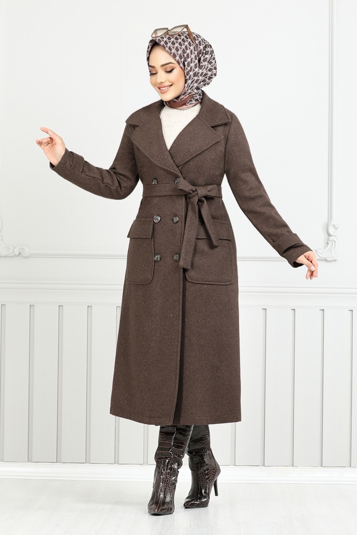 Cuff buttoned stamp coat 7021Trt1045-m black