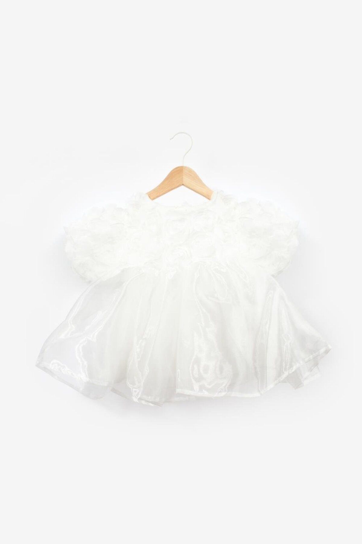 Le Mabelle-Girls' Dress with White Rose Detail and Tulle Skirt - Nelia 3