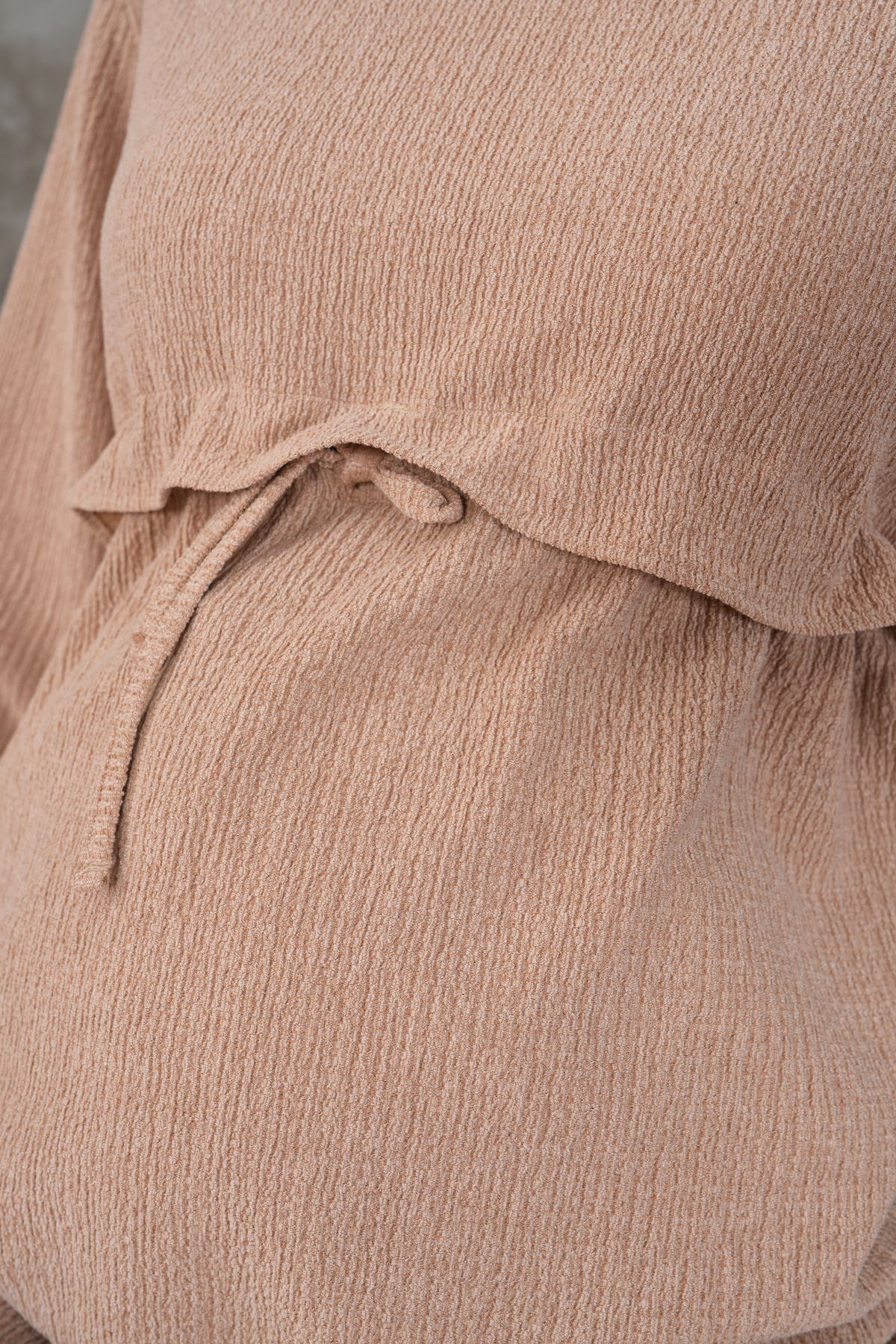 Miss Dünya Lissa-Ruffle Detailed Winter Wrapped Cloth Pocket Maternity and Maternity Top Tunic Set 7