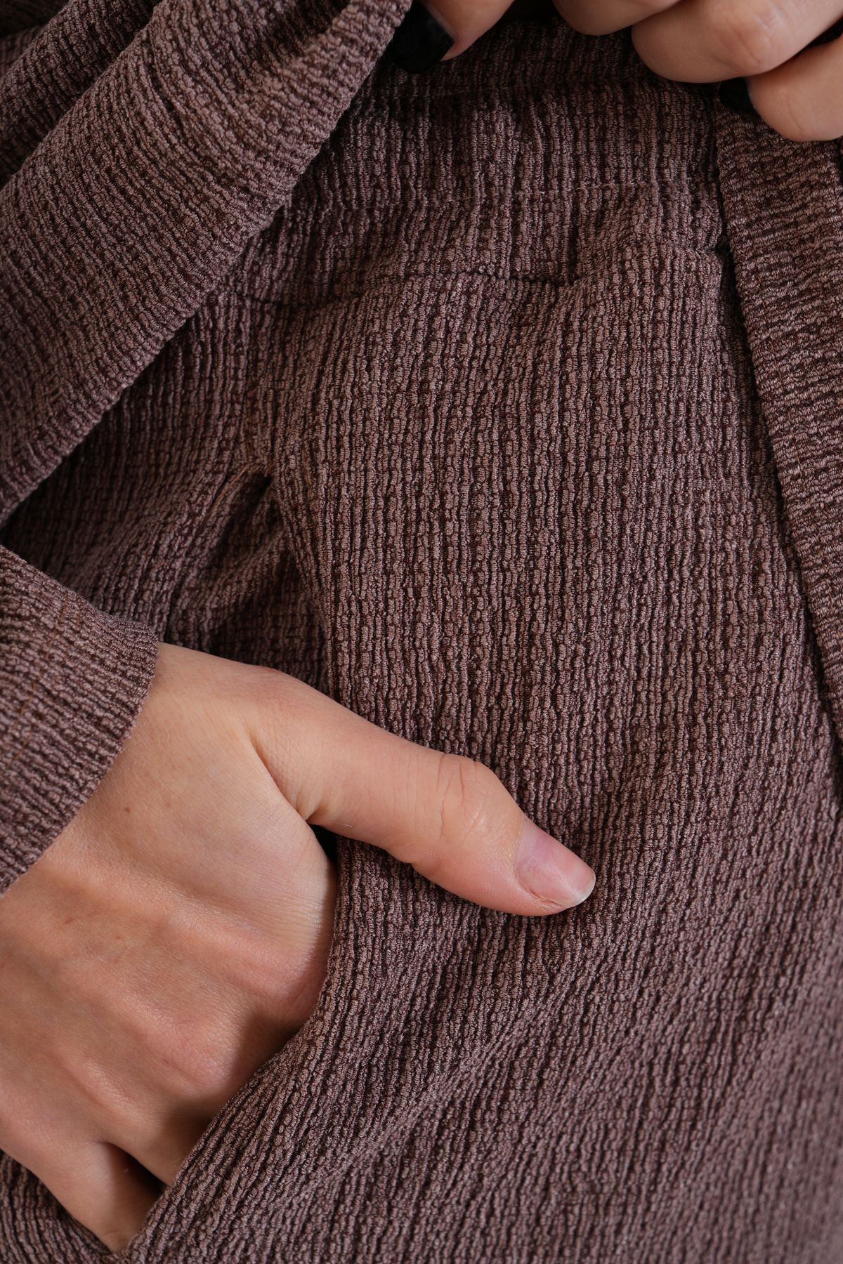 Miss Dünya Lissa-Ruffle Detailed Winter Wrapped Cloth Pocket Maternity and Maternity Top Tunic Set 7