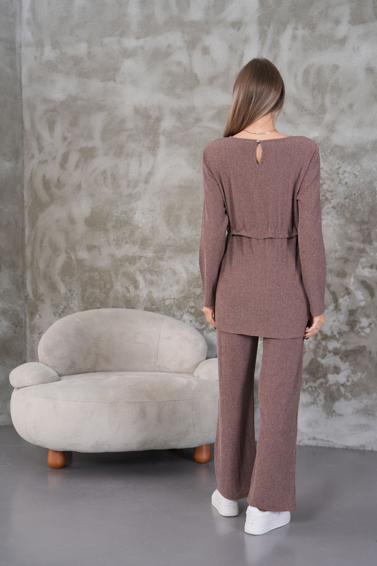 Miss Dünya Lissa-Ruffle Detailed Winter Wrapped Cloth Pocket Maternity and Maternity Top Tunic Set 5