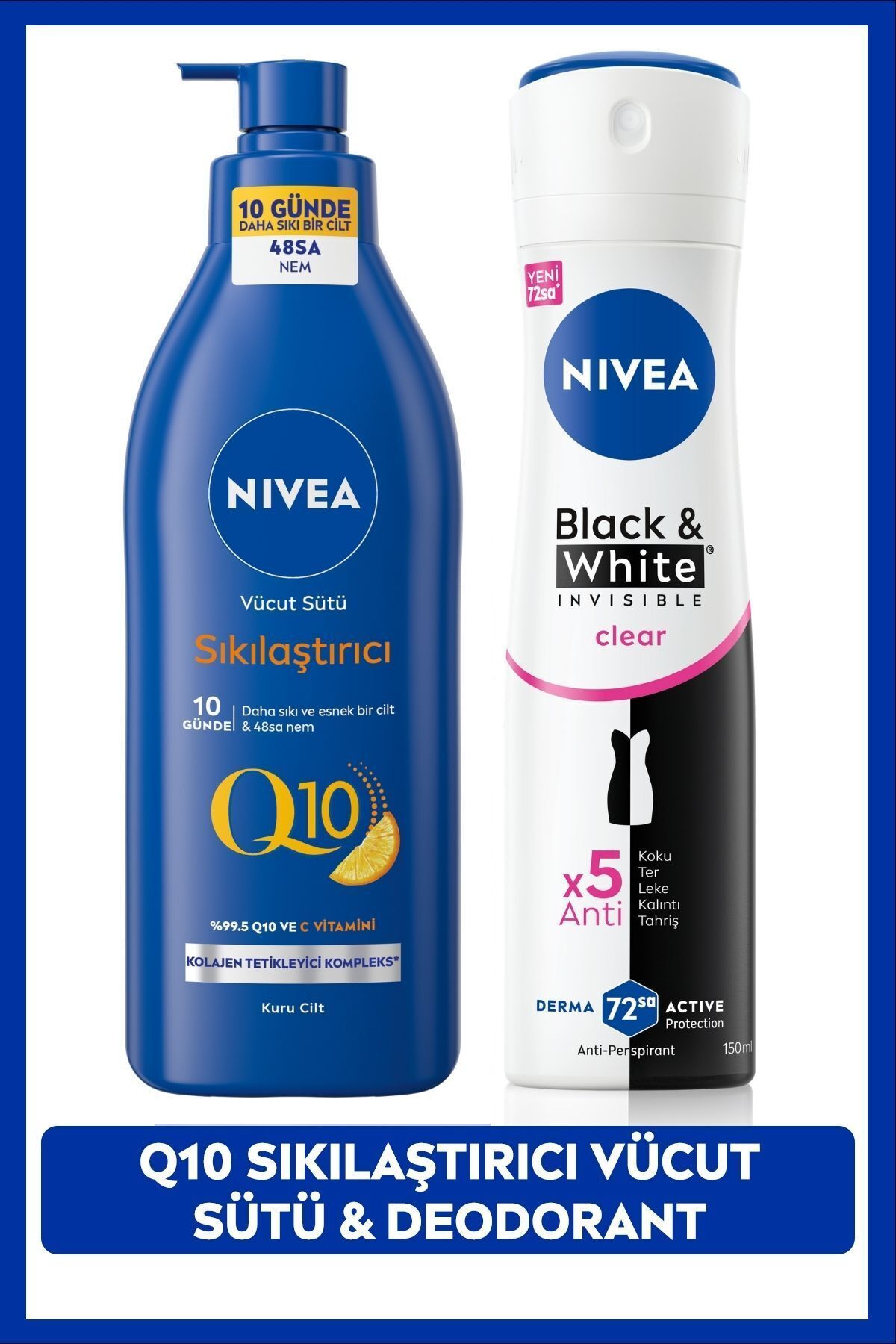 NIVEA Black&White Clear 150ml ve Vücut Sütü 400ml SAKLI G