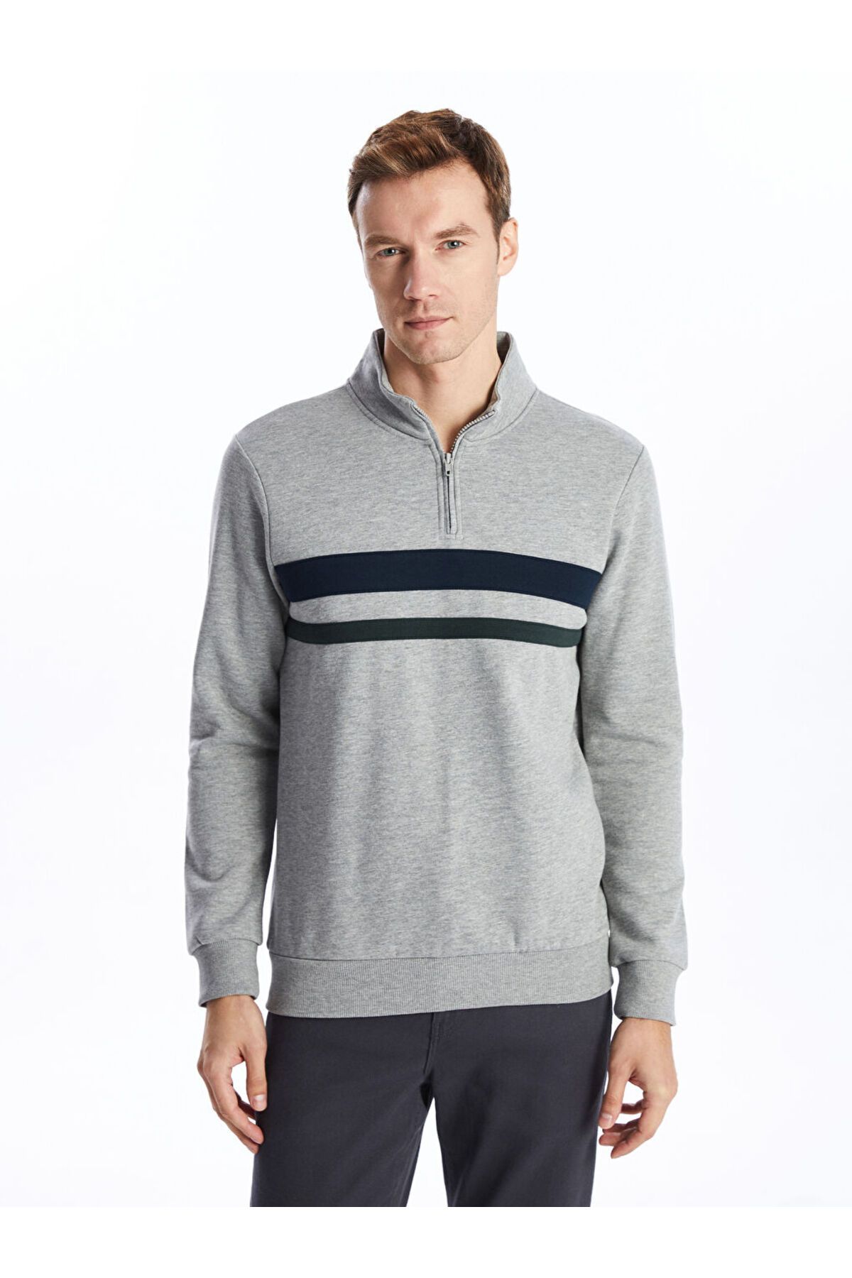 LC Waikiki Dik Yaka Uzun Kollu Erkek Kalın Sweatshirt