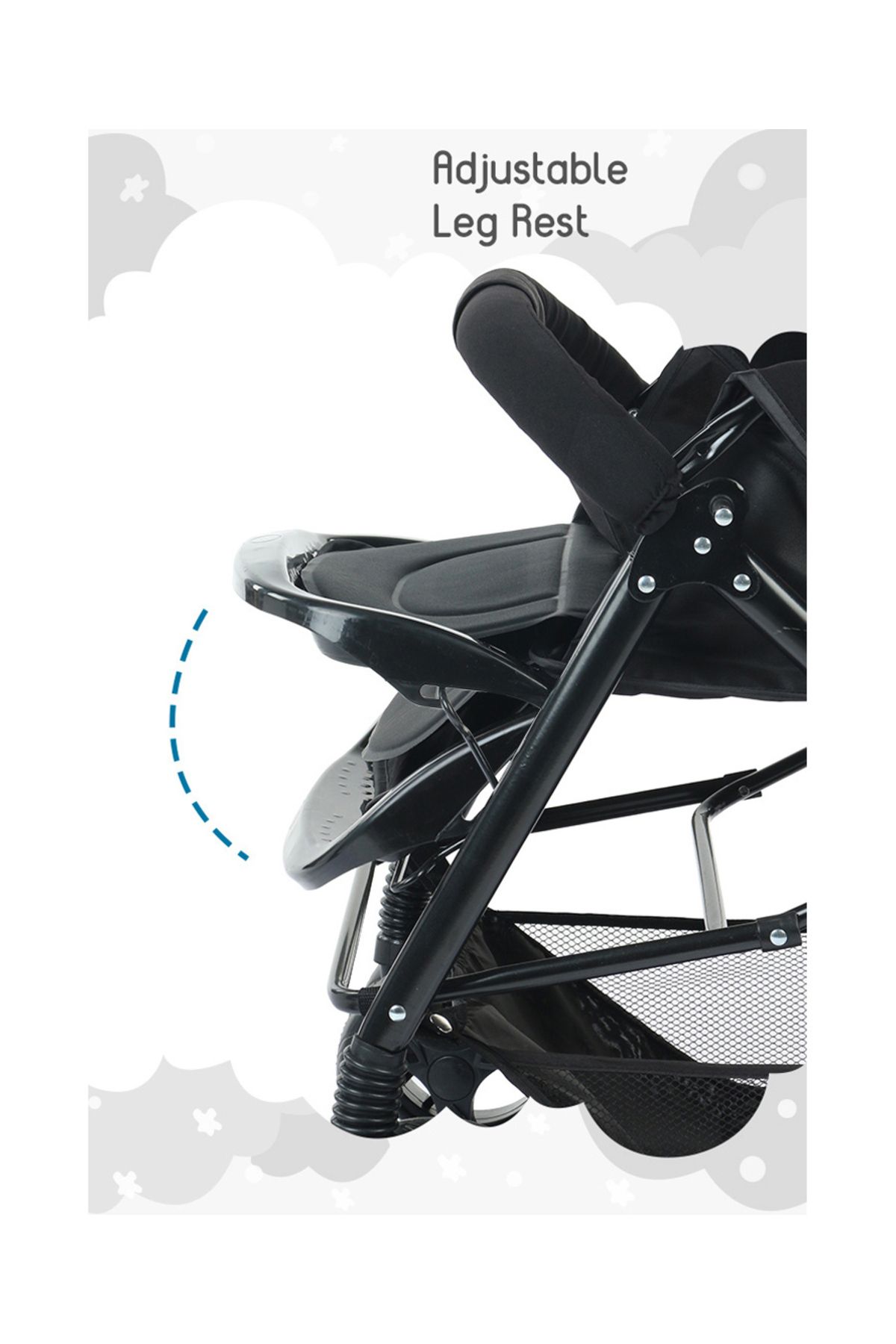 Babyhug-Babyhug Symphony Stroller with Reversible Handle, Mosquito Net,  0-3 Years Black 7