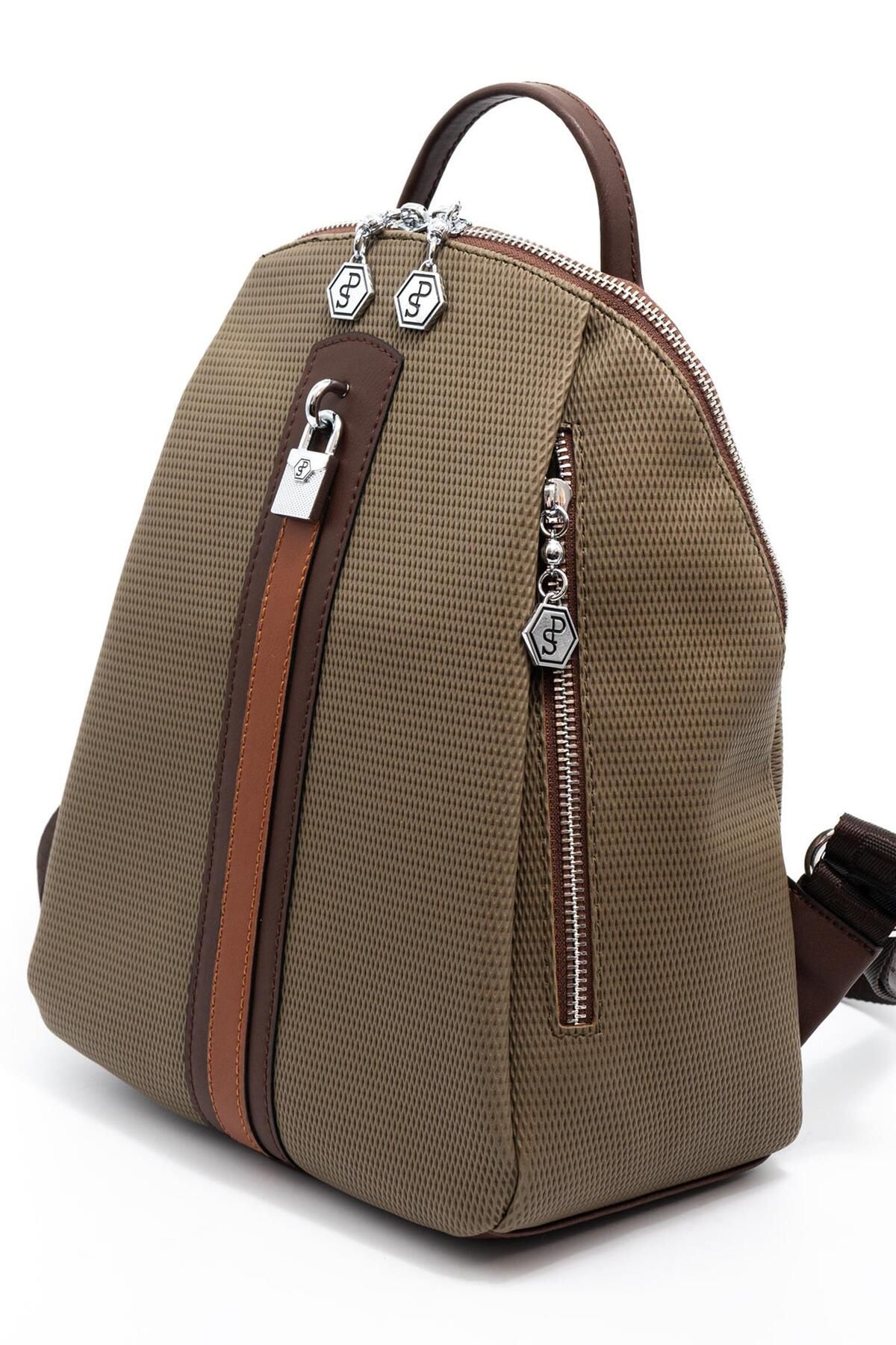 Silver Polo-Silver & Polo L.Khaki - Brown Sp1123 Women's Backpack 5